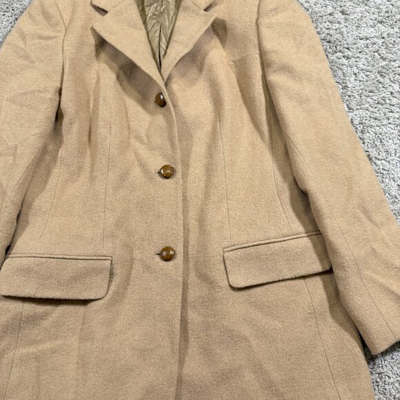 Vintage Orvis Tan Wool Camel Hair Button Up Lined Blazer Beige Preppy Workwear 6 - Picture 3 of 7